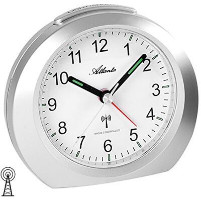 Atlanta Réveil radio sans tic-tac avec aiguilles lumineuses Snooze Argenté 1856-19 Atlanta Réveil radio sans tic-tac avec aiguilles lumineuses Snooze Argenté 1856-19