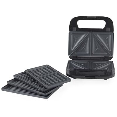 PROGRESS 3 en 1 Snack Maker, appareil à sandwichs, panini, gaufrier 700 W, plaques amovibles antiadhésives 22,5 x 12,5 cm, température automatique, voyants, poignées froides PROGRESS 3 en 1 Snack Maker, appareil à sandwichs, panini, gaufrier 700 W, plaques amovibles antiadhésives 22,5 x 12,5 cm, température automatique, voyants, poignées froides
