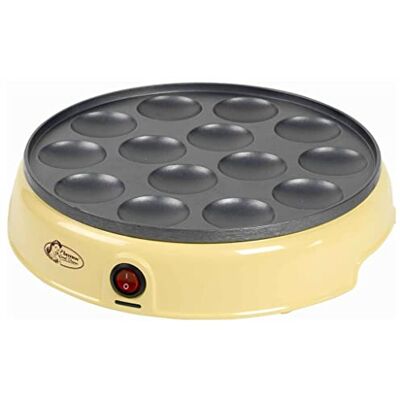 Bestron Appareil à poffertjes (profiteroles) au design rétro, Mini crêpier avec revêtement anti-adhésif, Sweet Dreams, 800 Watts, Couleur: Jaune Bestron Appareil à poffertjes (profiteroles) au design rétro, Mini crêpier avec revêtement anti-adhésif, Sweet Dreams, 800 Watts, Couleur: Jaune