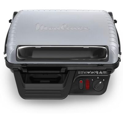 Moulinex UltraCompact Grill, Gril d’intérieur et barbecue, gril électrique de 2000 W, Thermostat, Plaques antiadhésives, Bac récupérateur de graisse, 2000 W, Gris, GI305DF0 Moulinex UltraCompact Grill, Gril d’intérieur et barbecue, gril électrique de 2000 W, Thermostat, Plaques antiadhésives, Bac récupérateur de graisse, 2000 W, Gris, GI305DF0
