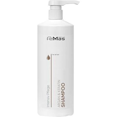 Femmas Shampooing à l'argan et à la kératine avec huiles végétales et protéines I Huile d'argan I Protéines riches pour des cheveux sains et souples I Qualité coiffeur I 1000 ml avec pompe Femmas Shampooing à l'argan et à la kératine avec huiles végétales et protéines I Huile d'argan I Protéines riches pour des cheveux sains et souples I Qualité coiffeur I 1000 ml avec pompe