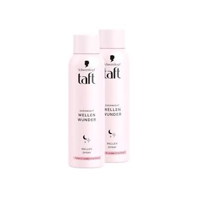 TAFT Schwarzkopf Overnight Wave Lot de 2 sprays de coiffage pour vagues de nuit (2 x 150 ml) Pour créer des vagues et des boucles pendant le sommeil Sans alourdir Convient à tous les types de TAFT Schwarzkopf Overnight Wave Lot de 2 sprays de coiffage pour vagues de nuit (2 x 150 ml) Pour créer des vagues et des boucles pendant le sommeil Sans alourdir Convient à tous les types de
