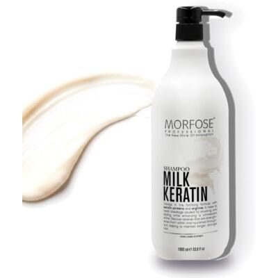 MORFOSE Milk Keratin Shampooing 1000 ml – Shampooing réparateur avec protéines de lait, kératine et arginine – Soin nourrissant pour cheveux secs et abîmés MORFOSE Milk Keratin Shampooing 1000 ml – Shampooing réparateur avec protéines de lait, kératine et arginine – Soin nourrissant pour cheveux secs et abîmés