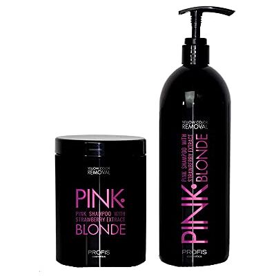 Profis Pink Blonde Kit de soins capillaires avec pigments de couleur rose : composé de 1 masque capillaire de 1 litre + 1 litre de shampoing Profis Pink Blonde Kit de soins capillaires avec pigments de couleur rose : composé de 1 masque capillaire de 1 litre + 1 litre de shampoing