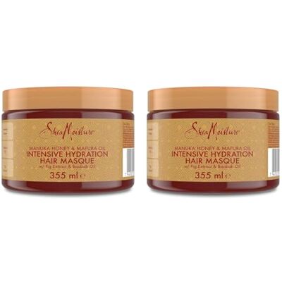 Shea Moisture SheaMoisture Masque Capillaire Intensive Hydration pour cheveux secs et abîmés Miel de Manuka et Huile de Mafura 2 x 355 ml Shea Moisture SheaMoisture Masque Capillaire Intensive Hydration pour cheveux secs et abîmés Miel de Manuka et Huile de Mafura 2 x 355 ml