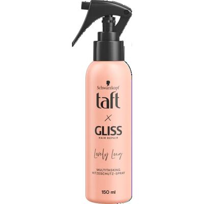 TAFT Le spray de protection thermique Gliss Lovely Long (150 ml) offre une protection contre la chaleur jusqu'à 230 °C, une protection contre les pointes fourchues et des styles définis durables TAFT Le spray de protection thermique Gliss Lovely Long (150 ml) offre une protection contre la chaleur jusqu'à 230 °C, une protection contre les pointes fourchues et des styles définis durables