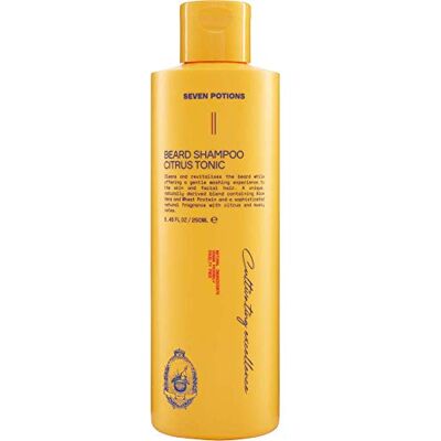 SEVEN POTIONS Shampoing à barbe pour homme Nettoyant doux et nettoyant pour barbe pour une barbe propre sans démangeaisons, végétalien, sans expérimentation animale, citrus tonic (250 ml) SEVEN POTIONS Shampoing à barbe pour homme Nettoyant doux et nettoyant pour barbe pour une barbe propre sans démangeaisons, végétalien, sans expérimentation animale, citrus tonic (250 ml)