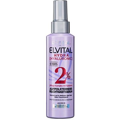 L'ORÉAL Paris Elvital Spray hydratant pour cheveux brillants, sérum à l'acide hyaluronique pour un boost d'hydratation, Hydra Hyaluronic, 150 ml L'ORÉAL Paris Elvital Spray hydratant pour cheveux brillants, sérum à l'acide hyaluronique pour un boost d'hydratation, Hydra Hyaluronic, 150 ml