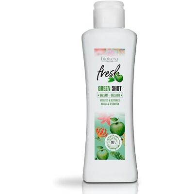 SALERM Après-shampoing Green Shot Baume Biokera Fresh 300 ml avec pomme, thé vert, menthe et aloe vera, hydrate et détoxifie le cuir chevelu, sans sulfates ni parabènes, végétalien SALERM Après-shampoing Green Shot Baume Biokera Fresh 300 ml avec pomme, thé vert, menthe et aloe vera, hydrate et détoxifie le cuir chevelu, sans sulfates ni parabènes, végétalien