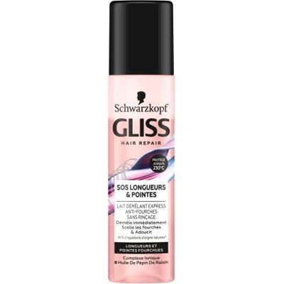 Gliss Schwarzkopf – – Lait Démêlant Express – SOS Longueur & Pointes – Démêle Immédiatement – Scelle les Fourches et Adoucit – 90% d’Ingrédients d’Origine Naturelle – Flacon de 200 ml Gliss Schwarzkopf – – Lait Démêlant Express – SOS Longueur & Pointes – Démêle Immédiatement – Scelle les Fourches et Adoucit – 90% d’Ingrédients d’Origine Naturelle – Flacon de 200 ml