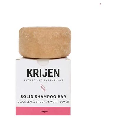 Krijen Shampooing végétalien avec huile de girofle, huile de millepertuis et argile rose 100 g Hydratant et anti-chute pour cheveux mixtes gras avec pellicules Krijen Shampooing végétalien avec huile de girofle, huile de millepertuis et argile rose 100 g Hydratant et anti-chute pour cheveux mixtes gras avec pellicules
