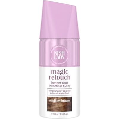 nishlady Spray Magic Retouch pour femme, marron moyen, 100 ml, spray anti-cernes instantané, spray de retouche de racines nishlady Spray Magic Retouch pour femme, marron moyen, 100 ml, spray anti-cernes instantané, spray de retouche de racines