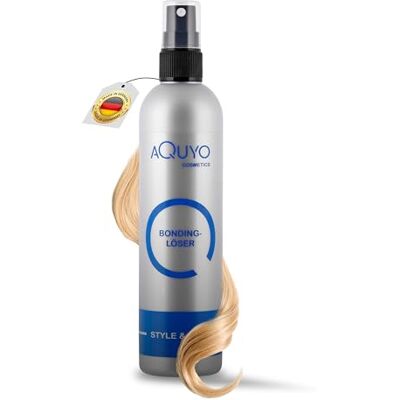 AQUYO Cosmetics Style & Care Bondinglöser, Bonding Solvant pour enlever les points de colle et les extensions (200 ml) Spray dissolvant des bandes capillaires et extensions de cheveux, colle et ruban adhésif AQUYO Cosmetics Style & Care Bondinglöser, Bonding Solvant pour enlever les points de colle et les extensions (200 ml) Spray dissolvant des bandes capillaires et extensions de cheveux, colle et ruban adhésif