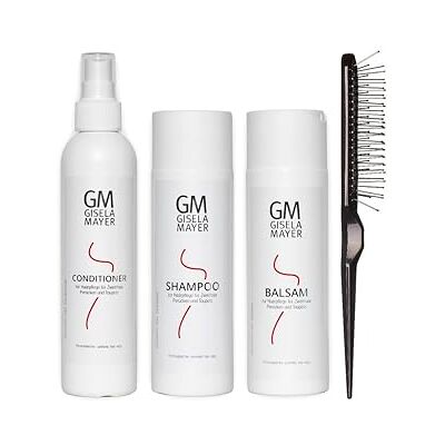 Gisela Mayer Set de Soins pour Perruques en Cheveux Synthétiques : Shampooing, Baume, Après-shampooing (200 ml Chacun) et Brosse Gisela Mayer Set de Soins pour Perruques en Cheveux Synthétiques : Shampooing, Baume, Après-shampooing (200 ml Chacun) et Brosse