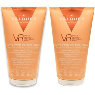 Valquer Laboratorios Valquer VR Baume réparateur sans rinçage 3 en 1 : après-shampoing, sérum et cure intensive, hydrate et repousse les fourches, apporte brillance et souplesse aux végétaliens, 2 unités de 200 ml Valquer Laboratorios Valquer VR Baume réparateur sans rinçage 3 en 1 : après-shampoing, sérum et cure intensive, hydrate et repousse les fourches, apporte brillance et souplesse aux végétaliens, 2 unités de 200 ml