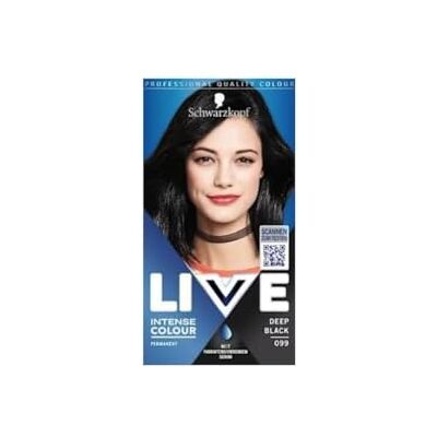 Schwarzkopf LIVE Semi-Permanent Hair Color, Deep Black 099, Rich Intense Black Hair Dye for Vibrant Long-Lasting Tone, Easy Application for All Hair Types Schwarzkopf LIVE Semi-Permanent Hair Color, Deep Black 099, Rich Intense Black Hair Dye for Vibrant Long-Lasting Tone, Easy Application for All Hair Types