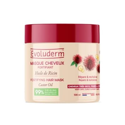 Evoluderm Masque cheveux Fortifiant Huile de Ricin 500ml 99% d'Ingrédients d'Origine Naturelle Evoluderm Masque cheveux Fortifiant Huile de Ricin 500ml 99% d'Ingrédients d'Origine Naturelle