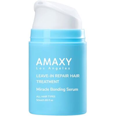 AMAXY Miracle Bonding Serum, traitement capillaire sans rinçage, répare les cheveux secs ou abîmés, 3 minutes pour inverser les dommages, contrôle des frisottis, protection thermique, sans sulfate, 50 AMAXY Miracle Bonding Serum, traitement capillaire sans rinçage, répare les cheveux secs ou abîmés, 3 minutes pour inverser les dommages, contrôle des frisottis, protection thermique, sans sulfate, 50
