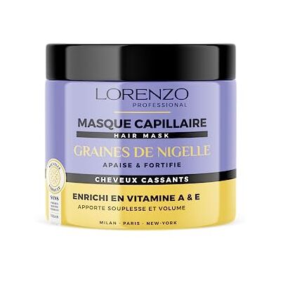 LORENZO PROFESSIONAL Masque Capillaire à l'Huile de Graine de Nigelle (Cheveux cassants) 500 ml LORENZO PROFESSIONAL Masque Capillaire à l'Huile de Graine de Nigelle (Cheveux cassants) 500 ml