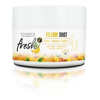 SALERM Masque réparateur cheveux très abîmés Biokera Fresh Yellow Shot Masque 250 ml Hydrate, répare et protège les cheveux Anti-frisottis Sans sulfates ni parabènes SALERM Masque réparateur cheveux très abîmés Biokera Fresh Yellow Shot Masque 250 ml Hydrate, répare et protège les cheveux Anti-frisottis Sans sulfates ni parabènes