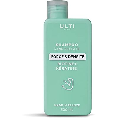 Ulti Paris Shampoing sans sulfate 300ml à la Biotine et kératine Force et densité shampooing keratine biotine cheveux made in France Ulti Paris Shampoing sans sulfate 300ml à la Biotine et kératine Force et densité shampooing keratine biotine cheveux made in France