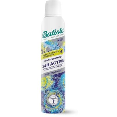 Batiste Hair Care 24H Shampooing sec actif sans rinçage avec parfum vivifiant, technologie sudation activée, végétalien et invisible, 200 ml Batiste Hair Care 24H Shampooing sec actif sans rinçage avec parfum vivifiant, technologie sudation activée, végétalien et invisible, 200 ml