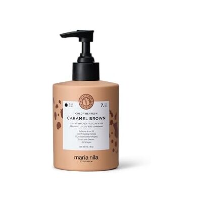 Maria Nila Colour Refresh Caramel Brown 7.35 Masque capillaire rafraîchissant la couleur pour cheveux bruns Brun caramel chaud avec nuances de cuivre Nourrit et fait briller Sans sulfate et Maria Nila Colour Refresh Caramel Brown 7.35 Masque capillaire rafraîchissant la couleur pour cheveux bruns Brun caramel chaud avec nuances de cuivre Nourrit et fait briller Sans sulfate et