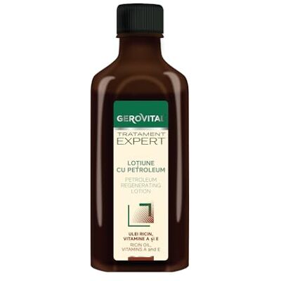 GEROVITAL Lotion au Pétrole, Huile de Ricin, Vitamine A et E, Traitement Régénérant pour Cheveux, Réduit la Chute, Stimule la Croissance, 100 ml, Tratament Expert GEROVITAL Lotion au Pétrole, Huile de Ricin, Vitamine A et E, Traitement Régénérant pour Cheveux, Réduit la Chute, Stimule la Croissance, 100 ml, Tratament Expert