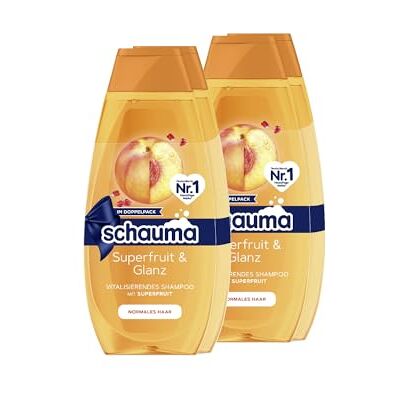 Schauma Schwarzkopf Lot de 2 shampoings Superfruit & Brillance, 2 x 400 ml, avec extrait de superfruit, renforce les cheveux et donne une brillance naturelle, sans silicone et formule végétalienne Schauma Schwarzkopf Lot de 2 shampoings Superfruit & Brillance, 2 x 400 ml, avec extrait de superfruit, renforce les cheveux et donne une brillance naturelle, sans silicone et formule végétalienne