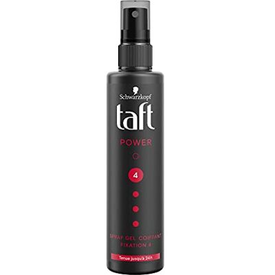 TAFT Spray Gel Coiffant Power Fixation 4 Tenue Jusqu'à 24h Diffusion Ultra Fine Ne Colle Pas Bouteille de 150 ml TAFT Spray Gel Coiffant Power Fixation 4 Tenue Jusqu'à 24h Diffusion Ultra Fine Ne Colle Pas Bouteille de 150 ml