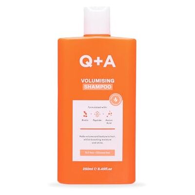 Q+A Shampoing volumisant pour cheveux (250 ml), épaississant, fortifiant et anti-frisottis, shampooing pour cheveux fins, à la biotine, aux peptides de pois et à l'arginine Q+A Shampoing volumisant pour cheveux (250 ml), épaississant, fortifiant et anti-frisottis, shampooing pour cheveux fins, à la biotine, aux peptides de pois et à l'arginine