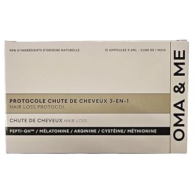 OMA & ME Protocole 3 en 1 Puissant et Rapide pour la Repousse des Cheveux Anti-Chute, Stimule la Pousse, Fortifie les Cheveux Sérum Fabriqué en France Cure de 90 jours 36 Fioles 6ml OMA & ME Protocole 3 en 1 Puissant et Rapide pour la Repousse des Cheveux Anti-Chute, Stimule la Pousse, Fortifie les Cheveux Sérum Fabriqué en France Cure de 90 jours 36 Fioles 6ml