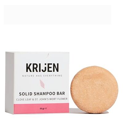 Krijen Shampooing Vegan à l'huile de girofle, huile de millepertuis & argile rose Pour cheveux mixtes gras et squameux Hydratant, anti-chute, fait main, agit à l'eau dure 50 g Krijen Shampooing Vegan à l'huile de girofle, huile de millepertuis & argile rose Pour cheveux mixtes gras et squameux Hydratant, anti-chute, fait main, agit à l'eau dure 50 g