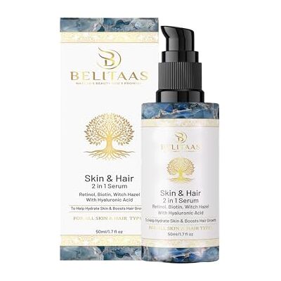 Belitaas 2-in-1 Dual Purpose Serum, Retinol + Biotin for Hair and Face, Plant Based, Vegan, 50ml Belitaas 2-in-1 Dual Purpose Serum, Retinol + Biotin for Hair and Face, Plant Based, Vegan, 50ml