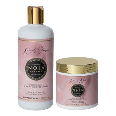 NOIA PARIS NOÏA HAIR – Coffret Duo Professionnel REMEDY – Shampoing + Masque – Soin Réparateur Anti-Casse – Kératine & Biotine – Cheveux Abîmés et Fragilisés NOIA PARIS NOÏA HAIR – Coffret Duo Professionnel REMEDY – Shampoing + Masque – Soin Réparateur Anti-Casse – Kératine & Biotine – Cheveux Abîmés et Fragilisés