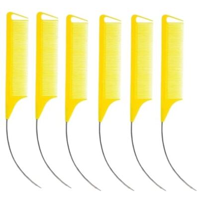 LADFRTYU Peigne Cheveux Lot de 6 peignes à queue pointue et incurvée couleur bonbon, parfaits for coiffer les perruques, réaliser des séparations, tresses, colorations mèches(Yollew-6PCS) LADFRTYU Peigne Cheveux Lot de 6 peignes à queue pointue et incurvée couleur bonbon, parfaits for coiffer les perruques, réaliser des séparations, tresses, colorations mèches(Yollew-6PCS)