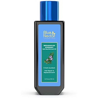 Blue Nectar Huile de croissance capillaire à l'huile de romarin et de Bhringraj, 100 % naturelle, pour tous les types de cheveux, unisexe, 100 ml Blue Nectar Huile de croissance capillaire à l'huile de romarin et de Bhringraj, 100 % naturelle, pour tous les types de cheveux, unisexe, 100 ml