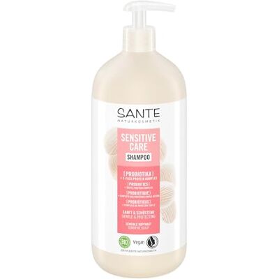 Sante Naturkosmetik Sensitive Care Shampooing probiotiques + complexe triple protéines, shampoing végétalien avec pompe pour cheveux renforcés et plus d'hydratation, convient pour cuir chevelu Sante Naturkosmetik Sensitive Care Shampooing probiotiques + complexe triple protéines, shampoing végétalien avec pompe pour cheveux renforcés et plus d'hydratation, convient pour cuir chevelu