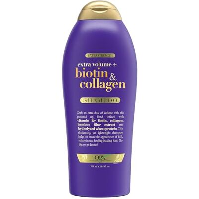 OGX Biotin & Collagen Shampooing volumisant extra fort pour des cheveux plus épais et plus volumineux, 75,4 ml OGX Biotin & Collagen Shampooing volumisant extra fort pour des cheveux plus épais et plus volumineux, 75,4 ml