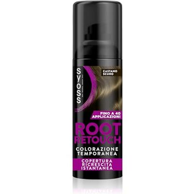 Syoss Root Retouch Coloration temporaire en spray châtain foncé 120 ml, retouche cheveux blancs et repousse des cheveux, résistant à la pluie et à la sueur, jusqu'à 40 applications Syoss Root Retouch Coloration temporaire en spray châtain foncé 120 ml, retouche cheveux blancs et repousse des cheveux, résistant à la pluie et à la sueur, jusqu'à 40 applications
