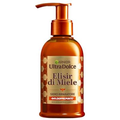 Garnier Ultra Doux Sérum Réparateur Pour Cheveux Dommés, Double Bouts Réduits de 94%, Enrichi en Miel d'Acacia, Elixir de Miel, 115 ml Garnier Ultra Doux Sérum Réparateur Pour Cheveux Dommés, Double Bouts Réduits de 94%, Enrichi en Miel d'Acacia, Elixir de Miel, 115 ml
