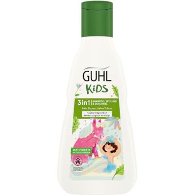 Guhl Kids Shampoing, après-shampoing & gel douche 3 en 1 Contenance : 250 ml Spécialement conçu pour les enfants Ne tire pas Design adapté aux enfants Certifié Cosmos Natural Guhl Kids Shampoing, après-shampoing & gel douche 3 en 1 Contenance : 250 ml Spécialement conçu pour les enfants Ne tire pas Design adapté aux enfants Certifié Cosmos Natural
