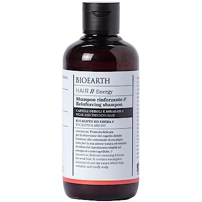 Bioearth Shampooing Renforcement pour Cheveux Fatigués et Affinés: avec Huiles de Eucalyptus et Romarin 250 ML Bioearth Shampooing Renforcement pour Cheveux Fatigués et Affinés: avec Huiles de Eucalyptus et Romarin 250 ML