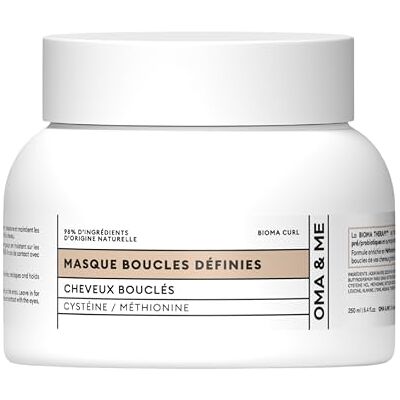 OMA & ME Masque Cheveux Bouclés Redéfinit les Boucles et Facilite le Démêlage et le Coiffage Soin Cheveux Méthionine et Cystéine 98% d'Ingrédients d'Origine Naturelle, Fabriqué en France 250ml OMA & ME Masque Cheveux Bouclés Redéfinit les Boucles et Facilite le Démêlage et le Coiffage Soin Cheveux Méthionine et Cystéine 98% d'Ingrédients d'Origine Naturelle, Fabriqué en France 250ml