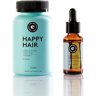COCUNAT Happy Hair + Hair Serum Vitamines capillaires + Huile naturelle réparatrice Combinaison pour protéger et renforcer les cheveux COCUNAT Happy Hair + Hair Serum Vitamines capillaires + Huile naturelle réparatrice Combinaison pour protéger et renforcer les cheveux