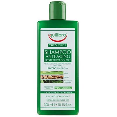 Equilibra Cheveux Shampooing Anti-Aging Protection Couleur, Protège la Brillance des Cheveux Colorés, Donne Luminosité, à Base d'extrait de Noix Vertes, Aloe Vera, Huile d'Argan, 300 ml Equilibra Cheveux Shampooing Anti-Aging Protection Couleur, Protège la Brillance des Cheveux Colorés, Donne Luminosité, à Base d'extrait de Noix Vertes, Aloe Vera, Huile d'Argan, 300 ml