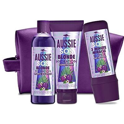 Aussie Coffret Cadeau SOS Blonde Shampoing, Après-Shampoing Et Soin Intensif 3 Minute Miracle Hydratation, Brillance Et Nutrition Pour Cheveux Blonds Dorés Aussie Coffret Cadeau SOS Blonde Shampoing, Après-Shampoing Et Soin Intensif 3 Minute Miracle Hydratation, Brillance Et Nutrition Pour Cheveux Blonds Dorés