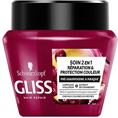 Gliss Schwarzkopf Masque Réparation & Protection couleur 2 en 1 Pré-Shampooing et Masque Soin Cheveux Cheveux colorés, méchés 300ml Gliss Schwarzkopf Masque Réparation & Protection couleur 2 en 1 Pré-Shampooing et Masque Soin Cheveux Cheveux colorés, méchés 300ml