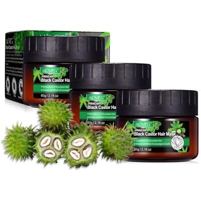 P-Beauty Cosmetic Accessories P-Beauty Ricin Black Castor Masque capillaire 3 x 60 g – Cure intense pour cheveux secs, crépus et colorés, favorise la croissance et l'humidité des cheveux – Huile de ricin bio végétalien – Soin P-Beauty Cosmetic Accessories P-Beauty Ricin Black Castor Masque capillaire 3 x 60 g – Cure intense pour cheveux secs, crépus et colorés, favorise la croissance et l'humidité des cheveux – Huile de ricin bio végétalien – Soin