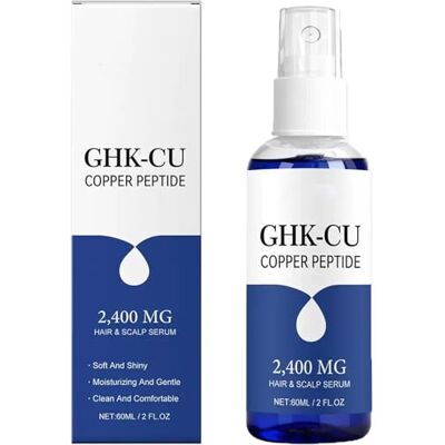 Sgjwyc Ghk-Cu Sérum de croissance des cheveux au peptide de cuivre Ghk-Cu en spray pour femmes et hommes, soin des cheveux pour plus de douceur et de brillance, répare les cheveux secs et abîmés, renforce et Sgjwyc Ghk-Cu Sérum de croissance des cheveux au peptide de cuivre Ghk-Cu en spray pour femmes et hommes, soin des cheveux pour plus de douceur et de brillance, répare les cheveux secs et abîmés, renforce et